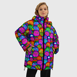 Куртка зимняя женская Паттерн Маленькие Монстры, цвет: 3D-черный — фото 2