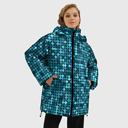 Куртка зимняя женская Блеск пайеток изумрудных бирюзовых, цвет: 3D-черный — фото 2