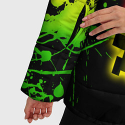 Куртка зимняя женская Minecraft - неоновые логотипы, цвет: 3D-черный — фото 2