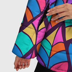 Куртка зимняя женская Разноцветный лиственный паттерн, цвет: 3D-черный — фото 2