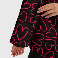 Куртка зимняя женская Розовые сердечки на темном фоне, цвет: 3D-черный — фото 2