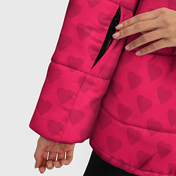 Куртка зимняя женская Красный паттерн с мелкими сердечками, цвет: 3D-красный — фото 2