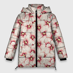 Куртка зимняя женская Нежность цветов, цвет: 3D-черный