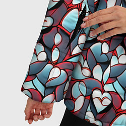 Куртка зимняя женская Абстрактный паттерн с сердцами, цвет: 3D-светло-серый — фото 2