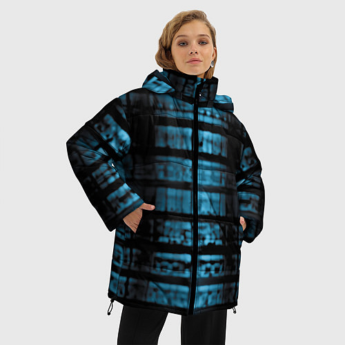 Женская зимняя куртка Голубая абстракция / 3D-Черный – фото 3