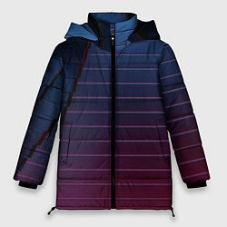 Куртка зимняя женская Абсрактная лестничная тёмно-синяя текстура, цвет: 3D-черный