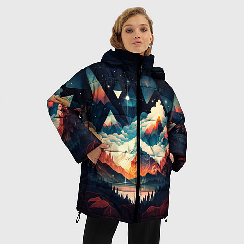 Женская зимняя куртка Футуризм горы / 3D-Черный – фото 3