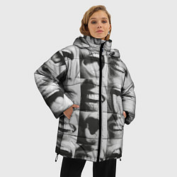 Куртка зимняя женская Принт с частью лица, цвет: 3D-светло-серый — фото 2