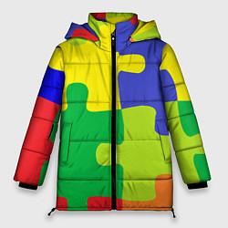 Куртка зимняя женская Пазлы разноцветные, цвет: 3D-черный