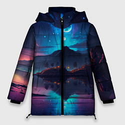 Куртка зимняя женская Ночное небо, пейзаж, цвет: 3D-светло-серый
