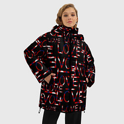 Куртка зимняя женская Love паттерн, цвет: 3D-черный — фото 2