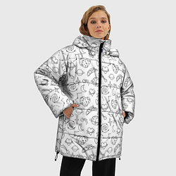 Куртка зимняя женская Дудлы с темой любви и космоса, цвет: 3D-черный — фото 2