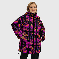 Куртка зимняя женская Инопланетные цветы, цвет: 3D-черный — фото 2