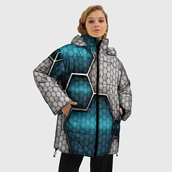 Куртка зимняя женская Cyber texture abstraction, цвет: 3D-светло-серый — фото 2