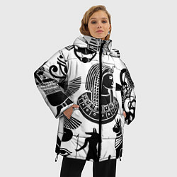Куртка зимняя женская Египетские знаки, цвет: 3D-черный — фото 2