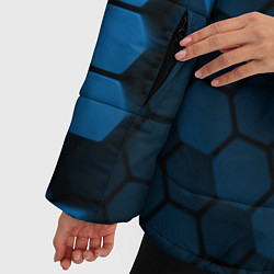 Куртка зимняя женская Голубые соты абстракция, цвет: 3D-светло-серый — фото 2