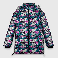 Женская зимняя куртка Черепа заросшие цветами