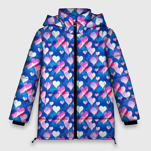 Женская зимняя куртка Узор из сердечек / 3D-Красный – фото 1