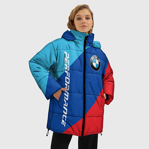 Женская зимняя куртка Bmw - m colors / 3D-Черный – фото 3