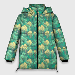 Куртка зимняя женская Камуфляж деревья двуцветный, цвет: 3D-черный