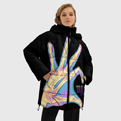 Куртка зимняя женская Сердечко левой рукой - неоновый рентген, цвет: 3D-светло-серый — фото 2