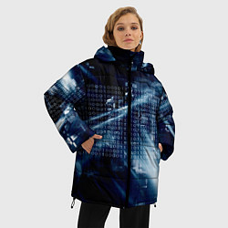 Куртка зимняя женская Тёмно-ледяной фон и бесконечный код, цвет: 3D-черный — фото 2