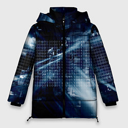 Куртка зимняя женская Тёмно-ледяной фон и бесконечный код, цвет: 3D-светло-серый