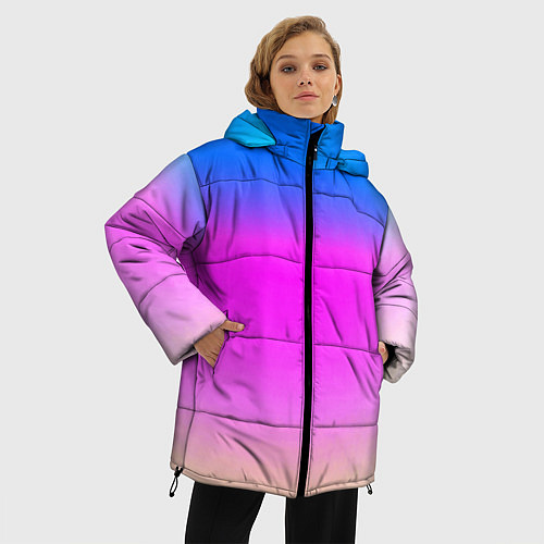 Женская зимняя куртка Неоновые краски космоса / 3D-Черный – фото 3