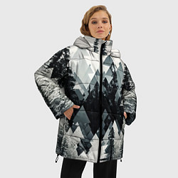 Куртка зимняя женская Абстракция зимнего леса, цвет: 3D-черный — фото 2