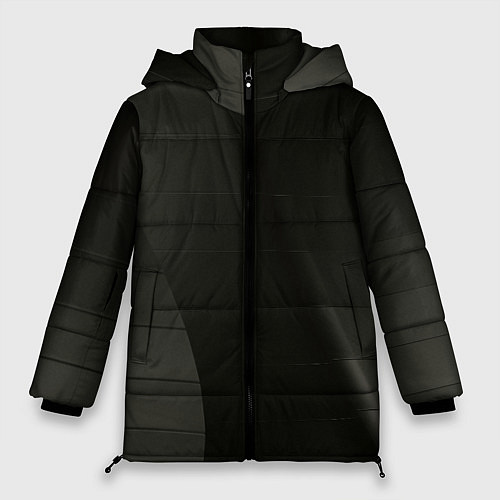 Женская зимняя куртка Чёрные геометрические металлические листы / 3D-Красный – фото 1
