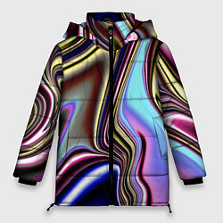 Куртка зимняя женская Блестящая ткань, цвет: 3D-черный