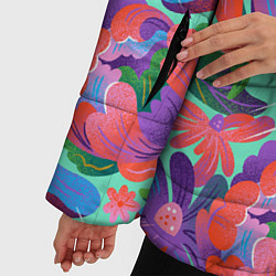 Куртка зимняя женская Цветочный паттерн арт, цвет: 3D-черный — фото 2