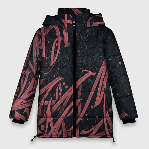 Женская зимняя куртка Бордовое граффити / 3D-Красный – фото 1