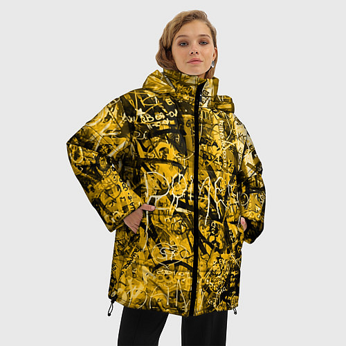 Женская зимняя куртка Желтый хаос / 3D-Черный – фото 3