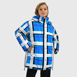 Куртка зимняя женская Синяя клетка, цвет: 3D-черный — фото 2