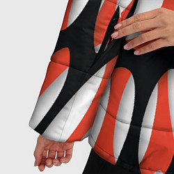 Куртка зимняя женская Красные и черные сетчатые прожилки, цвет: 3D-черный — фото 2