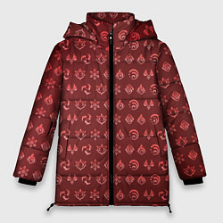Куртка зимняя женская Паттерн элементали под пиро, цвет: 3D-черный