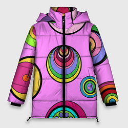 Куртка зимняя женская Разноцветные круги, цвет: 3D-светло-серый