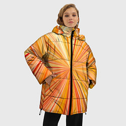 Куртка зимняя женская Абстрактные лучи оттенков оранжевого, цвет: 3D-черный — фото 2