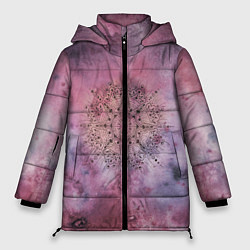 Куртка зимняя женская Мандала гармонии, фиолетовая, космос, цвет: 3D-черный