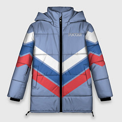 Куртка зимняя женская Триколор - три полоски на голубом, цвет: 3D-светло-серый