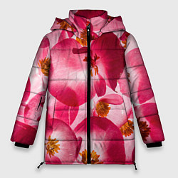Куртка зимняя женская Цветы бегония текстура, цвет: 3D-красный
