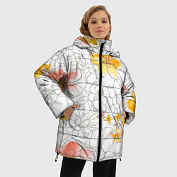 Куртка зимняя женская Нарисованный цветы - светлый, цвет: 3D-светло-серый — фото 2