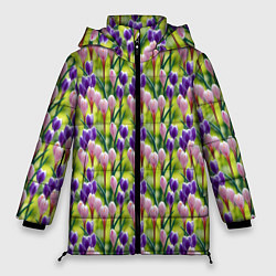 Куртка зимняя женская Весенние крокусы, цвет: 3D-красный