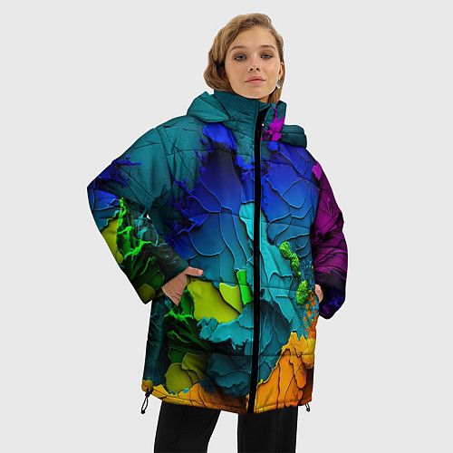 Женская зимняя куртка Взрыв красок / 3D-Черный – фото 3