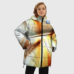 Куртка зимняя женская Абстрактные светлые лучи из тени, цвет: 3D-красный — фото 2