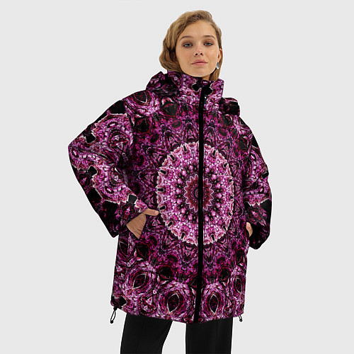 Женская зимняя куртка Узорный калейдоскоп / 3D-Черный – фото 3