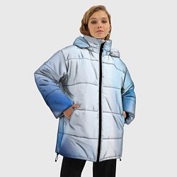 Куртка зимняя женская Светлые синие и голубые волны, цвет: 3D-черный — фото 2