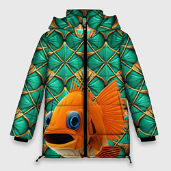 Куртка зимняя женская Сказочная золотая рыбка, цвет: 3D-светло-серый