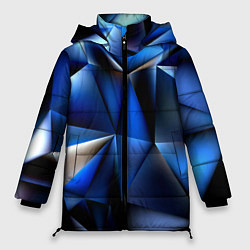 Куртка зимняя женская Polygon blue abstract, цвет: 3D-светло-серый